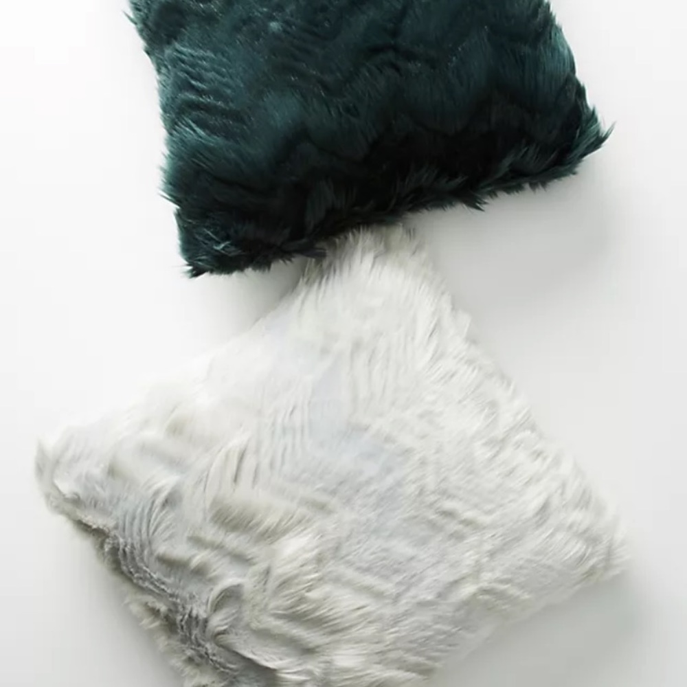 Anthropologie Chevron Faux Fur Pillow
